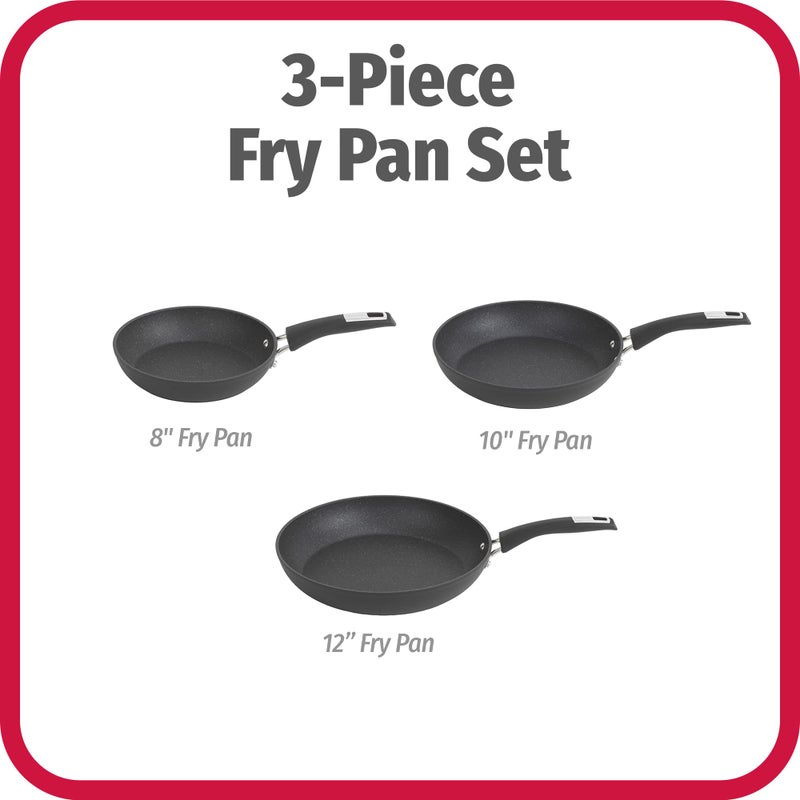 GoodCook 3-Piece Micro-Divot Nonstick Aluminum Fry Pan Set with Silicone Handles, Includes 8", 10" and 12" Fry Pans, Long-Lasting Nonstick, Superior Cooking, Ergonomically Designed, Easy to Clean - Image 2